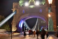 Night time shot of the world famous Tower Bridge in London UK with beautiful lights Royalty Free Stock Photo