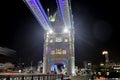 Night time shot of the world famous Tower Bridge in London UK with beautiful lights Royalty Free Stock Photo