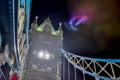 Night time shot of the world famous Tower Bridge in London UK with beautiful lights Royalty Free Stock Photo