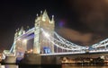 Night time shot of the world famous Tower Bridge in London UK with beautiful lights Royalty Free Stock Photo