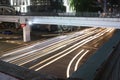 Night time and speed of light at Square foot overpass on the crossroad of Anawrahta Rd. and Sule Pagoda Rd. Yangon