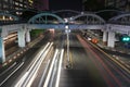 Night time and speed of light at Square foot overpass on the crossroad of Anawrahta Rd. and Sule Pagoda Rd. Yangon