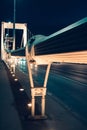 Night time traffic over the Elisabeth bridge. It crosses Danube river and connect Buda and Pest together. Budapest, Hungary Royalty Free Stock Photo