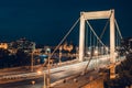 Night time traffic over the Elisabeth bridge. It crosses Danube river and connect Buda and Pest together. Budapest, Hungary Royalty Free Stock Photo