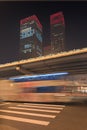 Night time urban dynamism at Beijing downtown, China