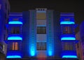 Night Time view of Art Deco Hotel in South Beach Royalty Free Stock Photo