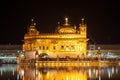 Night time view of the golden temple lit up