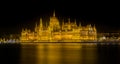 Night Time View of the Hungarian Parliament Building Royalty Free Stock Photo