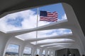 Night-time view of the iconic USS Arizona Memorial located in Pearl Harbor, Honolulu, Hawaii Royalty Free Stock Photo