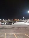 Night time view parking lot