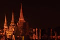 The Night time at Wat Phra Sri Sanphet Temple Royalty Free Stock Photo