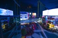 Night timelapse crossing at the neon town in Shibuya Tokyo high angle wide shot Royalty Free Stock Photo