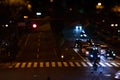 A night timelapse miniature traffic jam at the city crossing in Tokyo
