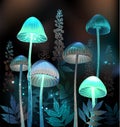 Night toadstools on black background Royalty Free Stock Photo