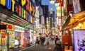 Night Tokyo street in Shinjuku district, Japan Royalty Free Stock Photo