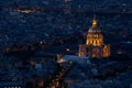 Night top view on Les Invalides Royalty Free Stock Photo