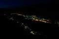 Night top view from Mount Vrmac to illuminated Bay of Kotor Boka Kotorska. Adriatic Sea. Dalmatia. Balkan. Montenegro Royalty Free Stock Photo