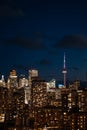 night Toronto city downtown skyline, twilight over CN Tower and skyscrapers of financial district Canada Royalty Free Stock Photo