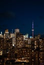 night Toronto city downtown skyline, twilight over CN Tower and skyscrapers of financial district Canada Royalty Free Stock Photo