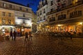 Night on the touristic restaurants of the old walled city of Saint-Malo
