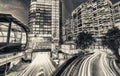 Night traffic around Darling Harbour with car light trails, Sydney Royalty Free Stock Photo