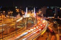 Night traffic on Basarab bridge, Bucharest Royalty Free Stock Photo