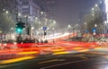 Night traffic in Bucharest city Royalty Free Stock Photo