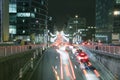 Night traffic and busy nightlife in Brussels Royalty Free Stock Photo