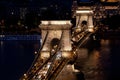 Night traffic of cars on Secheni Bridge Royalty Free Stock Photo