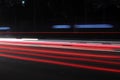 Night traffic in the city, car lights in motion blur with zoom effect, Long exposure Royalty Free Stock Photo