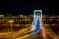 The night traffic on Elisabeth bridge in Budapest, Hungary Royalty Free Stock Photo