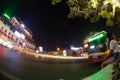 Night traffic on Hanoi road at night, motion view