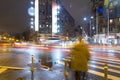 Night high traffic on Calea Victoriei avenue 