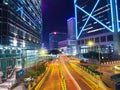 Night Traffic in Hong Kong City Royalty Free Stock Photo