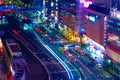 A night traffic jam at the crossing in Ginza long shot high angle Royalty Free Stock Photo