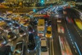 Night traffic jam on the crossroad Royalty Free Stock Photo