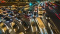 Night traffic jam on the crossroad Royalty Free Stock Photo