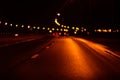 Night traffic lights Blurred defocused background Highway Royalty Free Stock Photo