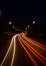 Night Traffic Lights on City Highway Royalty Free Stock Photo