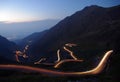 Night traffic on mountain road