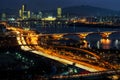 Night traffic over han river in seoul