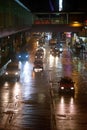 Night traffic shot in Mong Kok Road, Hong Kong Royalty Free Stock Photo