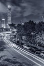 Night traffic and skyline of Hong Kong city Royalty Free Stock Photo