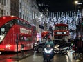 Night traffic on the streets of London in the city center , England Royalty Free Stock Photo