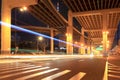 Night traffic under the viaduct Royalty Free Stock Photo