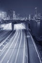 Night traffic in urban area of Hong Kong city Royalty Free Stock Photo