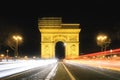 Night traffic urban cityscape of the Arc de Triomphe Royalty Free Stock Photo