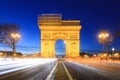 Night traffic urban cityscape of the Arc de Triomphe Royalty Free Stock Photo