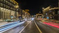 Night traffic on the urban thoroughfare and road junction