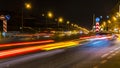 Night traffic on the urban thoroughfare and road junction